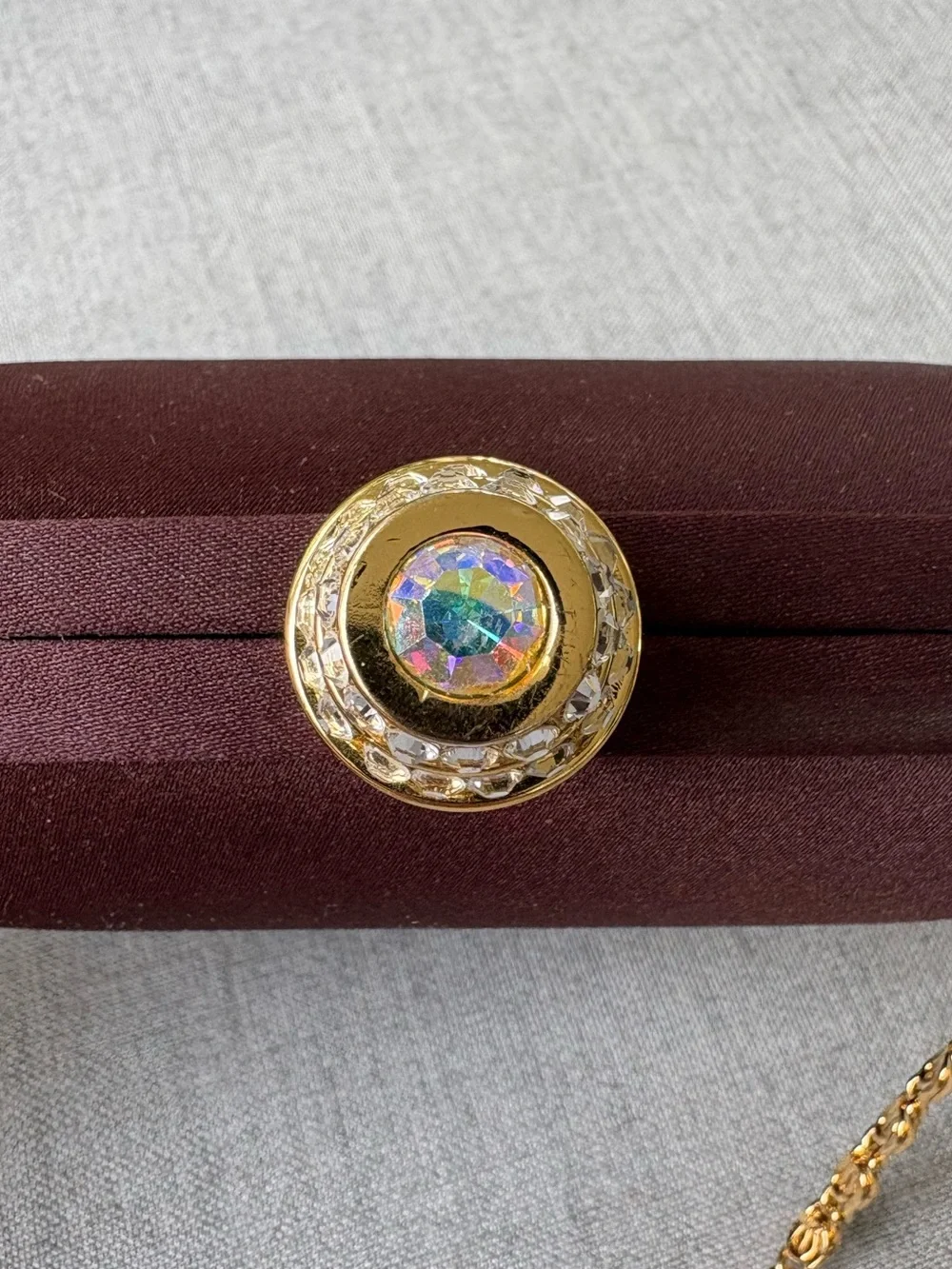Carlo Fellini Brown Satin Evening Clutch with Gold Chain